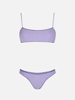 Bikini da donna a bralette lilla lurex Sadie Naomi
