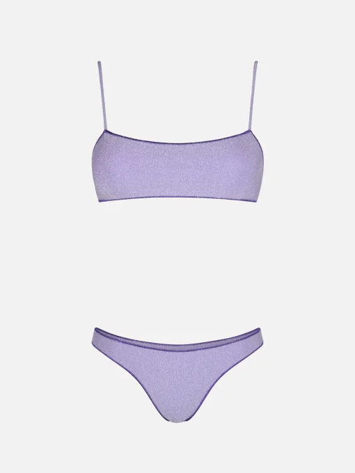 Bikini da donna a bralette lilla lurex Sadie Naomi