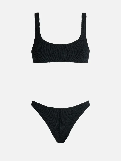 Bikini da donna a bralette classico nero crinkle Naima Elise