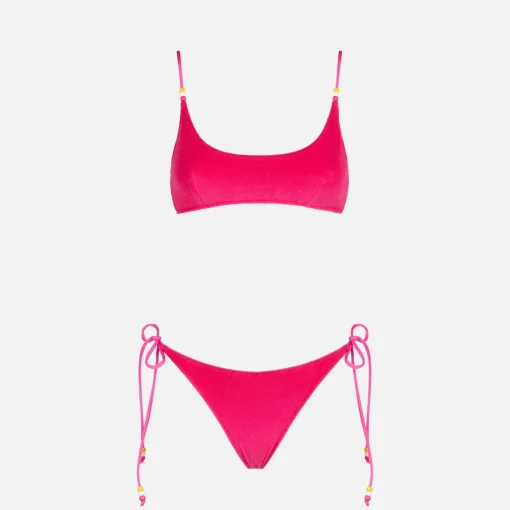 Bikini da donna a bralette in spugna fucsia