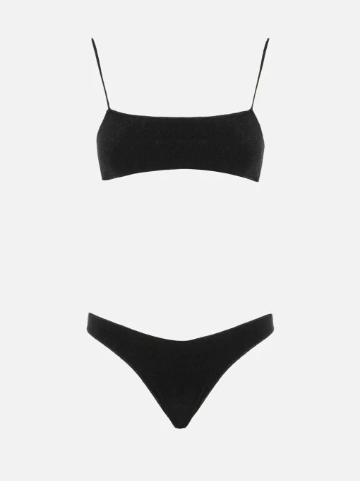 Bikini da donna a bralette nero in lurex Sadie Naomi