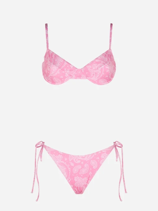 Bikini da donna a bralette con ferretto stampa paisley