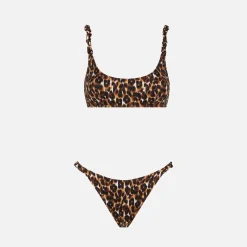 Bikini da donna a bralette con stampa leopardata
