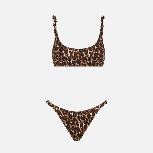Bikini da donna a bralette con stampa leopardata