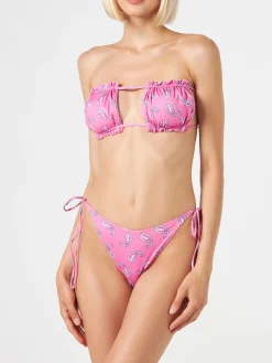 Bikini da donna a fascia con stampa paisley