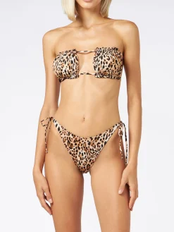 Bikini da donna a fascia con stampa leopardata