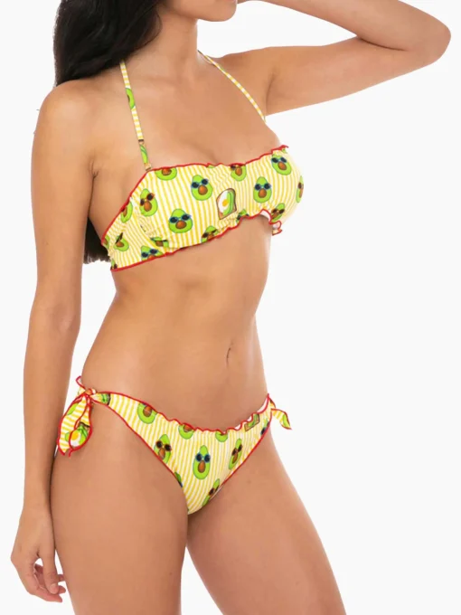 Bikini da donna a fascia con stampa avocado