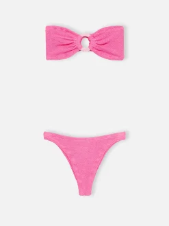 Bikini da donna a fascia rosa crinkle Yulia Naomi