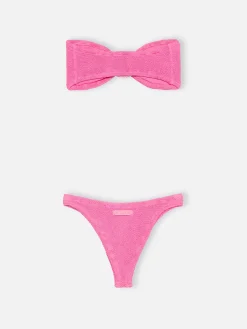 Bikini da donna a fascia rosa crinkle Yulia Naomi