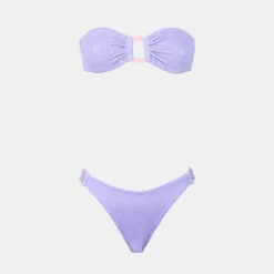 Bikini da donna a fascia pastello crinkle