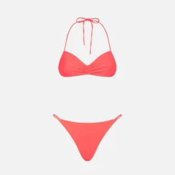 Bikini da donna a fascia rosso fluo