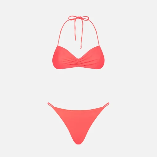 Bikini da donna a fascia rosso fluo