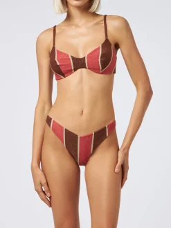 Bikini da donna a righe lurex scoop bralette May Romy
