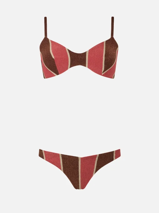 Bikini da donna a righe lurex scoop bralette May Romy
