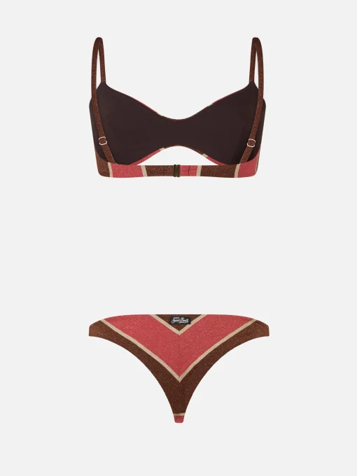 Bikini da donna a righe lurex scoop bralette May Romy