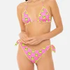 Bikini da donna a triangolo con stampa smile gialla