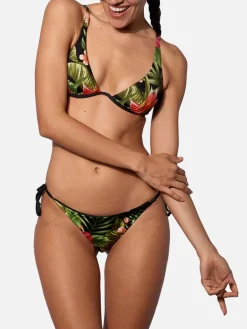 Bikini da donna a triangolo con stampa ibisco tropicale