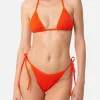 Bikini da donna a triangolo crinkle arancione