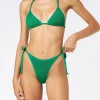 Bikini da donna a triangolo verde crinkle