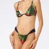 Bikini da donna a triangolo con stampa ibisco tropicale