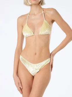 Bikini da donna a triangolo in ciniglia giallo Leah Naomi