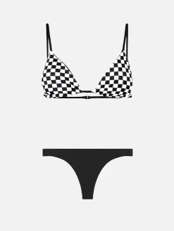 Bikini da donna a triangolo con stampa vichy