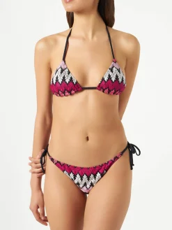 Bikini da donna a triangolo in maglia chevron