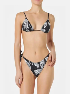 Bikini da donna a triangolo con stampa leopardata