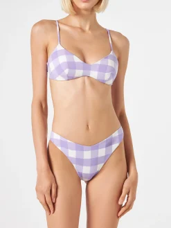 Bikini da donna a triangolo con stampa vichy