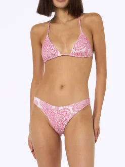 Bikini da donna a triangolo paisley rosa Leah Lido