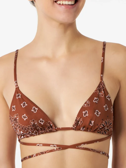 Bikini da donna a triangolo bandana con slip da bagno sgambato