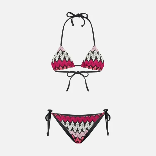 Bikini da donna a triangolo in maglia chevron