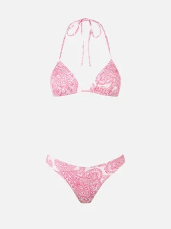 Bikini da donna a triangolo paisley rosa Leah Lido