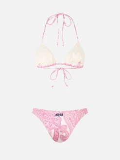 Bikini da donna a triangolo paisley rosa Leah Lido