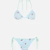 Bikini da donna classico a triangolo in seersucker Sagittarius Miami con toppe