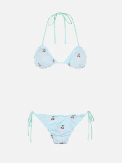 Bikini da donna classico a triangolo in seersucker Sagittarius Miami con toppe