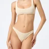 Bikini da donna classico a bralette beige crinkle