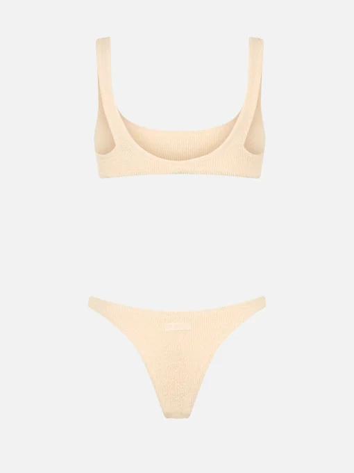 Bikini da donna classico a bralette beige crinkle