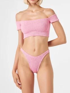 Bikini da donna crinkle spallina larga