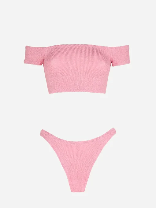 Bikini da donna crinkle spallina larga