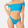 Bikini da donna turchese crinkle spallina larga