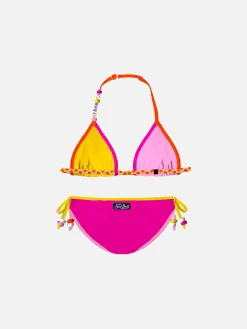 Bikini triangolo da bambina con charms