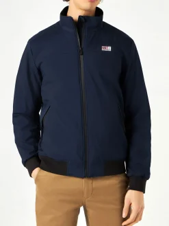 Bomber blu da uomo con fodera in pelo