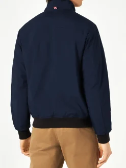 Bomber blu da uomo con fodera in pelo