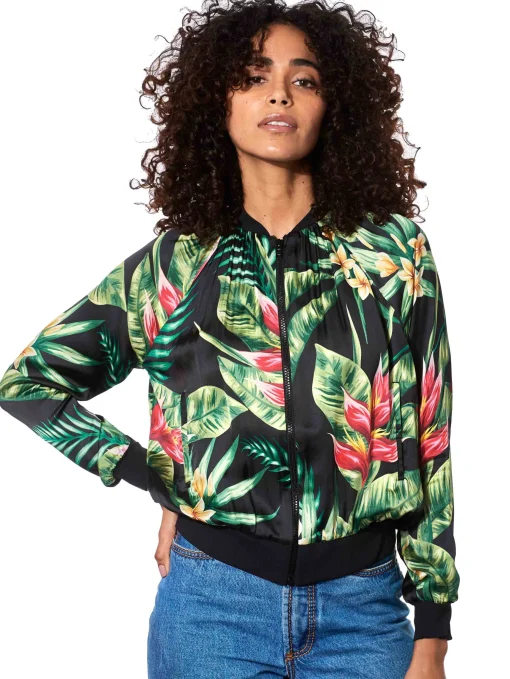 Bomber con stampa tropicale