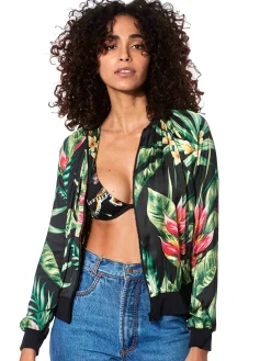 Bomber con stampa tropicale