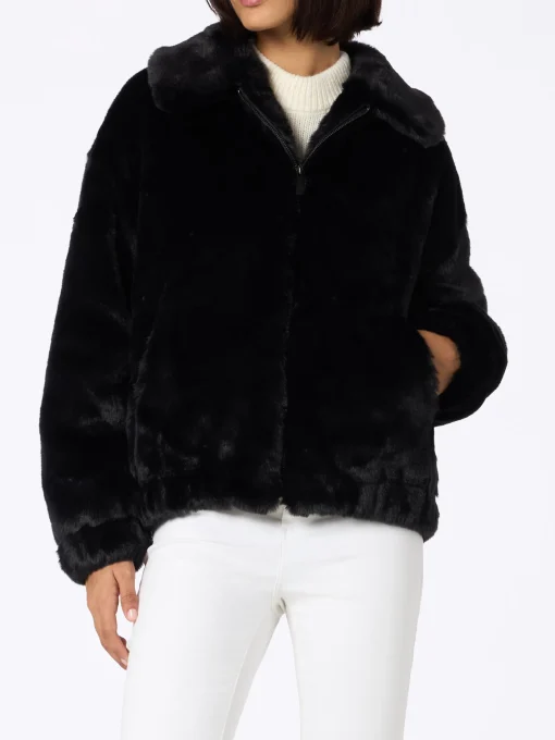 Bomber da donna furry Abel con colletto e stampa Saint Barth