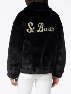 Bomber da donna furry Abel con colletto e stampa Saint Barth
