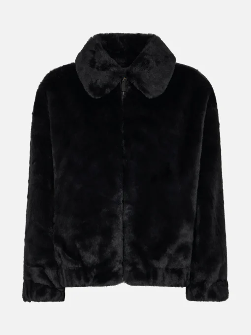 Bomber da donna furry Abel con colletto e stampa Saint Barth