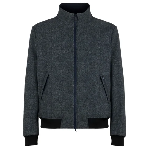 Bomber da uomo di peso medio blu mélange
